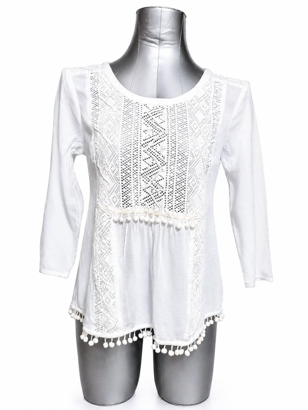 Anthropologie Maeve Boho Lace Crochet Beaded Top Excellent Pre-owned Condition - Picture 2 of 9